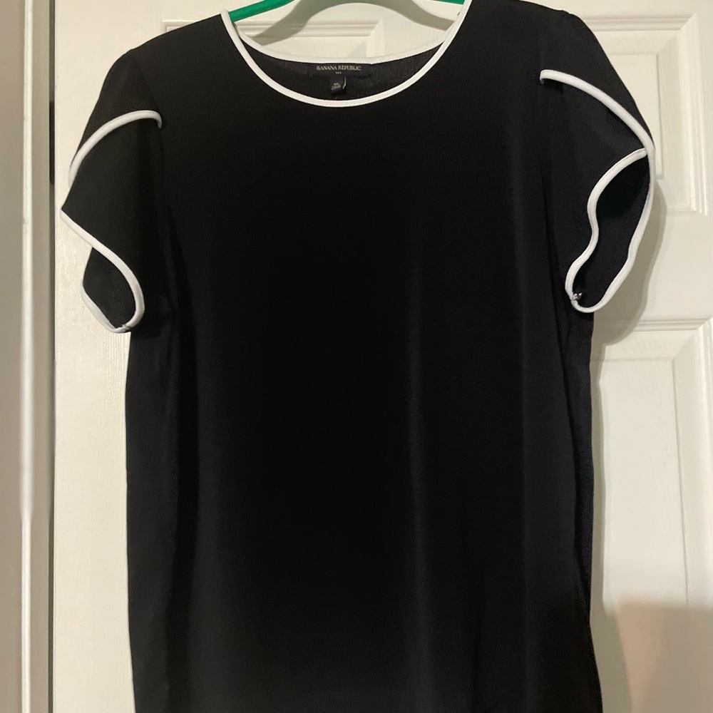 Elegant Black Top with White Trim
